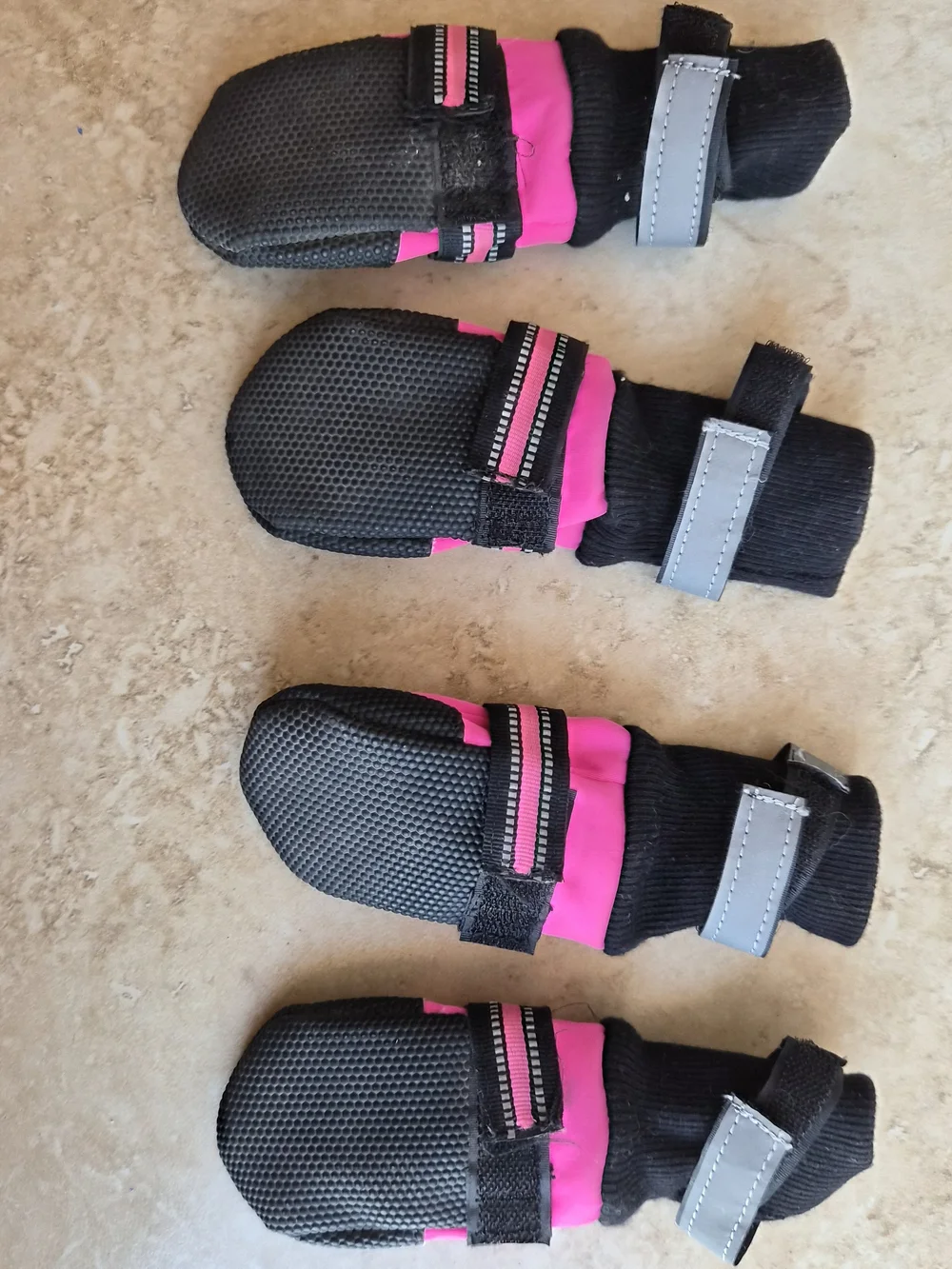 Like-New Pink Waterproof Dog Boots / Paw Protectors w/ Reflective Straps Size M